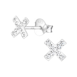 Children's Sterling Silver 'Letter X' Crystal Stud Earrings by Liberty Charms