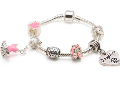 Children's Daughter 'Love To Dance' Silver Plated Charm Bead Bracelet by Liberty Charms