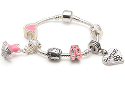 Children's Princess 'Love To Dance' Silver Plated Charm Bead Bracelet by Liberty Charms