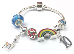 Children's 'Lovely Llama 10th Birthday' Silver Plated Charm Bead Bracelet by Liberty Charms