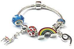 Children's 'Lovely Llama 9th Birthday' Silver Plated Charm Bead Bracelet by Liberty Charms