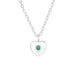 Children's Sterling Silver 'May Birthstone' Heart Necklace by Liberty Charms