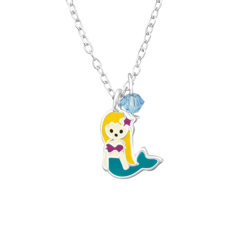Children's Sterling Silver Mermaid Pendant Necklace by Liberty Charms