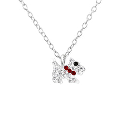 Children's Sterling Silver Crystal Dog Pendant Necklace by Liberty Charms