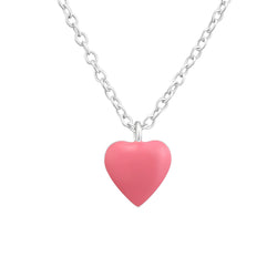 Children's Sterling Silver Pink Heart Pendant Necklace by Liberty Charms