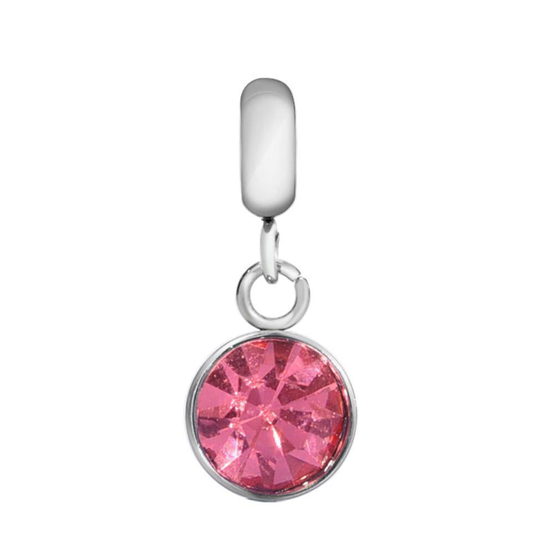 Children's 'October Birthstone' Pink Rose Coloured Crystal Drop Charm by Liberty Charms