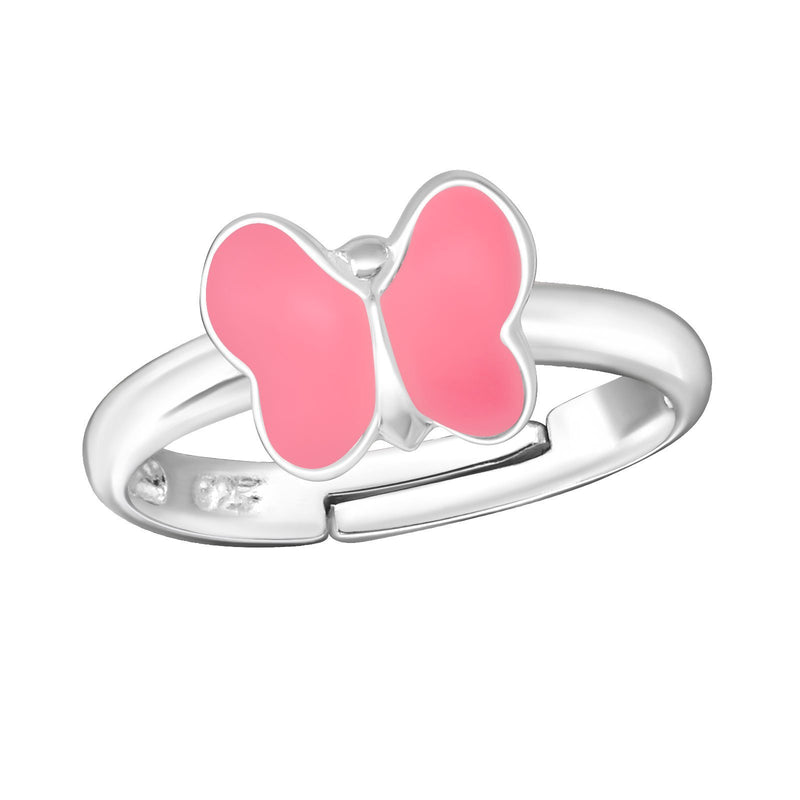 Children's Sterling Silver Adjustable Pink Butterfly Ring by Liberty Charms