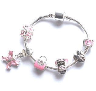 Children's Best Friend 'Pink Fairy Dream' Silver Plated Charm Bead Bracelet by Liberty Charms