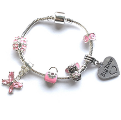 Big Sister Pink Fairy Dream Silver Plated Charm Bracelet Gift by Liberty Charms