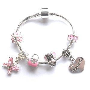 Children's Flower Girl 'Pink Fairy Dream' Silver Plated Charm Bead Bracelet by Liberty Charms