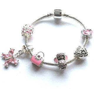 Children's Niece 'Pink Fairy Dream' Silver Plated Charm Bead Bracelet by Liberty Charms