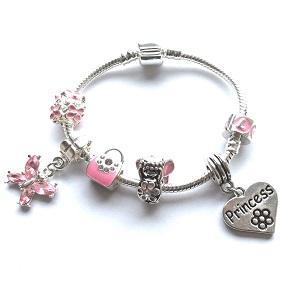Children's Princess 'Pink Fairy Dream' Silver Plated Charm Bead Bracelet by Liberty Charms