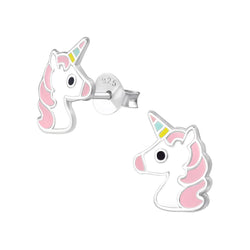 Children's Sterling Silver Pastel Unicorn Stud Earrings by Liberty Charms