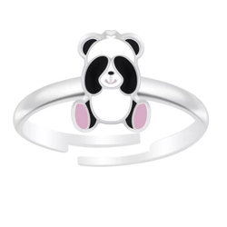 Children's Sterling Silver Adjustable Shy Panda Ring by Liberty Charms