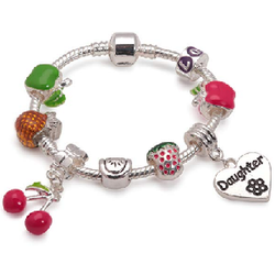 Children's Daughter 'Tutti Frutti' Silver Plated Charm Bead Bracelet by Liberty Charms