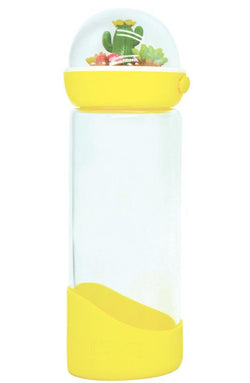 Cactus Glass Water Bottle - Yellow
