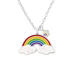 Children's Sterling Silver Rainbow Pendant Necklace by Liberty Charms