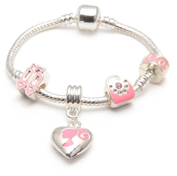 Children's 'Little Miss Pink' Silver Plated Charm Bead Bracelet by Liberty Charms