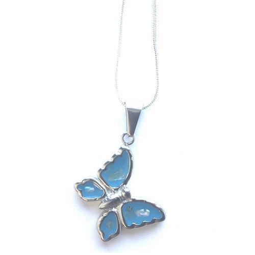 Children's Silver Plated Necklace With Blue Butterfly Pendant by Liberty Charms