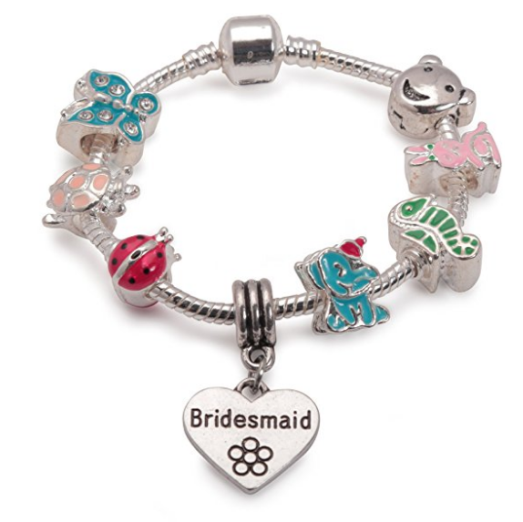 Children's Bridesmaid 'Animal Magic' Silver Plated Charm Bead Bracelet by Liberty Charms