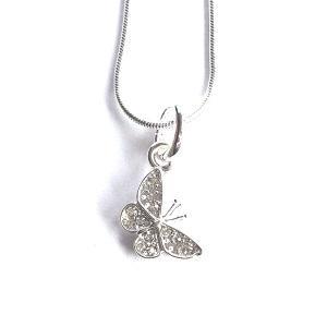 'Diamante Butterfly' Silver Plated Necklace by Liberty Charms