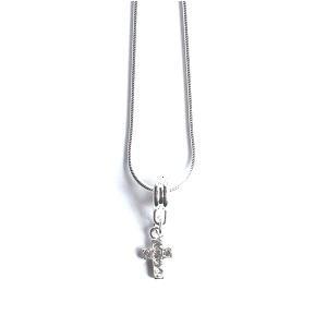Diamante necklace with cross pendent close up