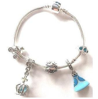 Blue Fairytale Princess Silver Plated Charm Bracelet For Girls by Liberty Charms