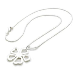 925 Sterling Silver Plated Flower 'Silver Fleur' Pendant Necklace by Liberty Charms