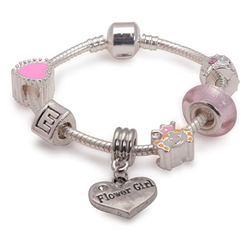 Children's Flower Girl 'Pink Princess' Silver Plated Charm Bead Bracelet by Liberty Charms