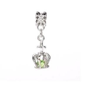 Alloy Crown with Green Glass Stone Drop Charm by Liberty Charms