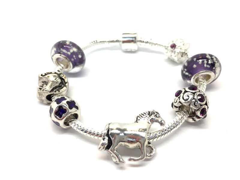 Children's 'Horse Lovers Dream' Silver Plated Charm Bead Bracelet by Liberty Charms