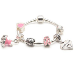 Children's Little Sister 'Love To Dance' Silver Plated Charm Bead Bracelet by Liberty Charms