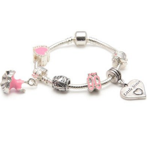 Children's Little Sister 'Love To Dance' Silver Plated Charm Bead Bracelet by Liberty Charms