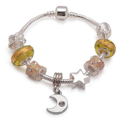 Children's 'Twinkling Moon & Star' Silver Plated Charm Bead Bracelet by Liberty Charms