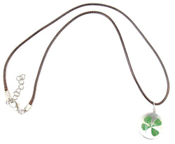 'Good Luck Four Leaf Clover' Pendant Wax Cord Necklace by Liberty Charms