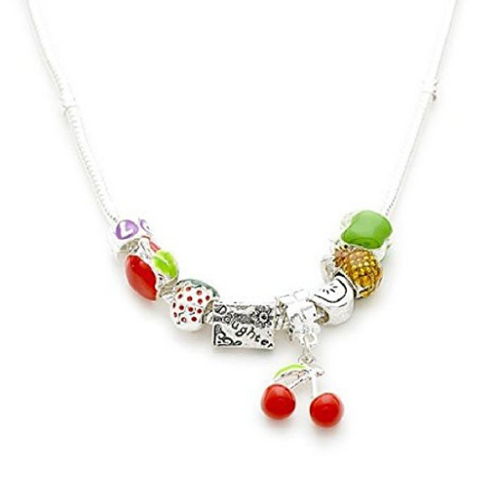 Children's Daughter 'Tutti Frutti' Silver Plated Charm Bead Necklace by Liberty Charms