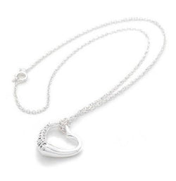 925 Sterling Silver Plated Open Heart 'Love Note' Cubic Zirconia Pendant Necklace by Liberty Charms