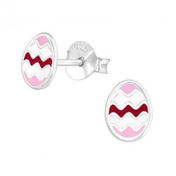 Children's Sterling Silver 'Pink Easter Egg' Stud Earrings by Liberty Charms