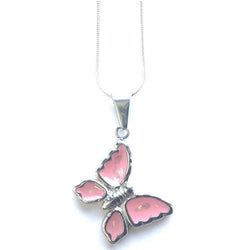 Children's Silver Plated Necklace With Pink Butterfly Pendant by Liberty Charms