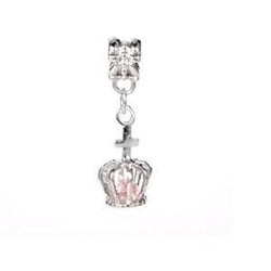 Alloy Crown with Pink Glass Stone Drop Charm by Liberty Charms