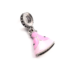 Alloy Pink Enamel Fairytale Princess Dress Drop Charm by Liberty Charms