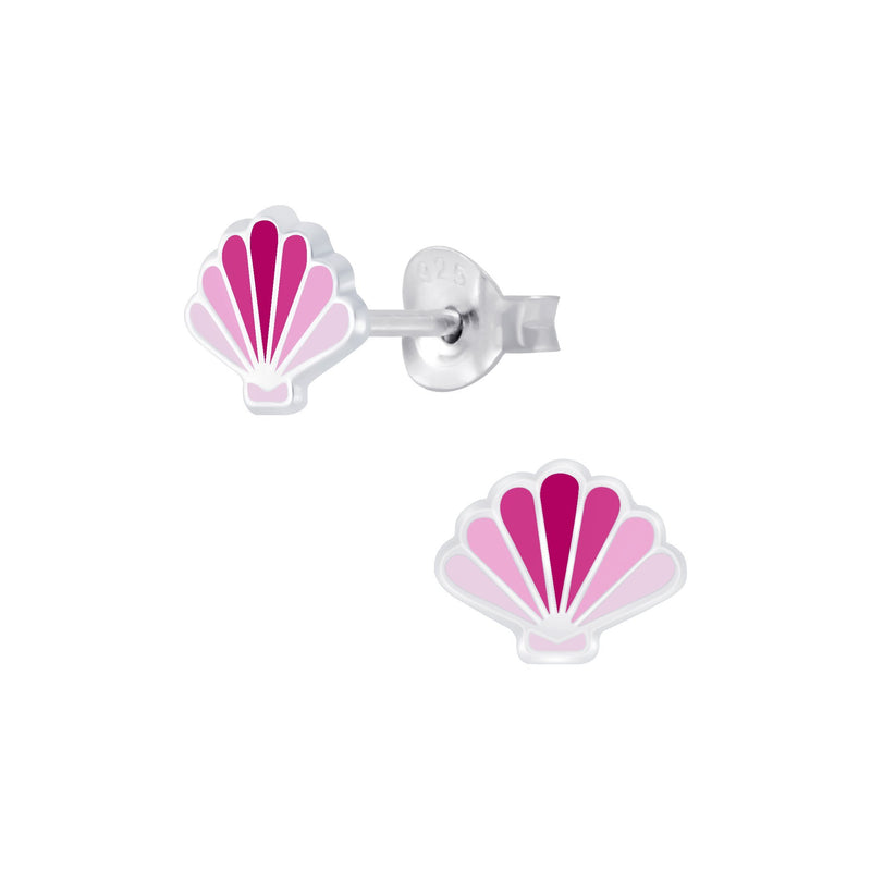 Children's Sterling Silver Pink Shell Stud Earrings by Liberty Charms