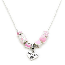 Children's Princess 'Pretty In Pink' Silver Plated Charm Bead Necklace by Liberty Charms