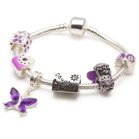 Daughter Purple Fairy Dream Silver Plated Charm Bracelet by Liberty Charms