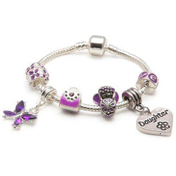 Daughter Heart Purple Fairy Dream Silver Plated Charm Bracelet by Liberty Charms