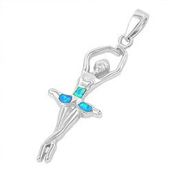 Sterling Silver with Opal Ballerina Pendant-[stardust]