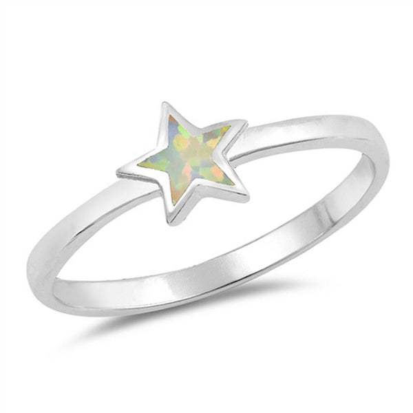Whit e Star Of Opal and Silver Ring-[stardust]