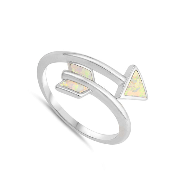 Twisted Silver Opal Arrow Ring-[stardust]