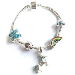 Children's Best Friend 'Magical Unicorn' Silver Plated Charm Bead Bracelet by Liberty Charms