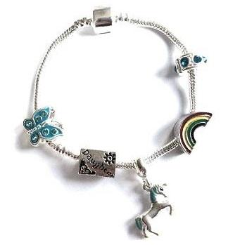 Children's Daughter 'Magical Unicorn' Silver Plated Charm Bead Bracelet by Liberty Charms